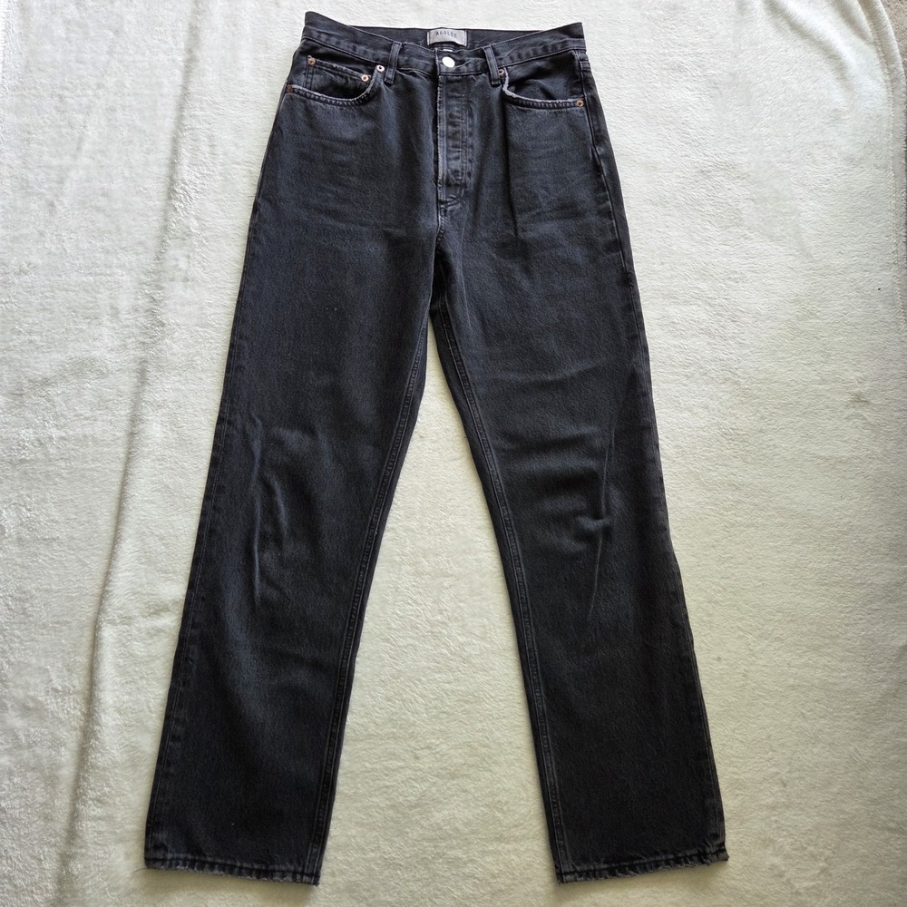 AGOLDE 90s Pinch Waist High Rise Straight Leg Jeans Black Size 28